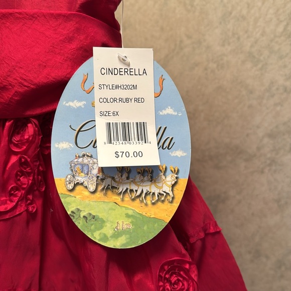 Girls Red Cap-Sleeve Formal Dress - Picture 2 of 6